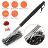 BBQ Grill Cleaning Brush Stainless Steel Barbecue Cleaner w/ 18in Suitable Handle Stiff Wire Bristles for Grill Cooking Grates