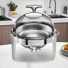 SOGA 2X 6L Round Chafing Stainless Steel Food Warmer with Glass Roll Top