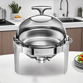SOGA 2X 6L Round Chafing Stainless Steel Food Warmer with Glass Roll Top