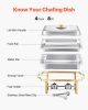 8 Qt 4 Pack Rectangle Chafing Dish Buffet Set Full Size Pan Stainless Steel Gold