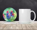 Texas Bluebonnets in Watercolor Large Sandstone Coasters Pack of 4 Absorbent Round Coasters Decor Gifts for Men or Women, 4 in, Multicolor