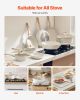 19 Piece Pots and Pans Set Granite Nonstick Kitchen Cookware Induction White