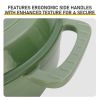Cast iron 7.5QT cooking pot - Gradient green color - Includes two silicone gloves - Enamel pot