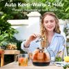 Electric Glass Kettle with Steaming and Brewing Modes Temperature and Timer Programs Cordless 800W 0.8L Capacity Perfect for Brewing Tea