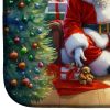 Great Pyrenees and Santa Claus Dish Drying Mat Absorbent Dish Drying Mat Pad for Kitchen Counter Dish Drainer Mat for Countertop, 14 x 21", Multicolor
