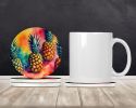 Colorful Pineapples Large Sandstone Coasters Pack of 4 Absorbent Round Coasters Decor Gifts for Men or Women, 4 in, Multicolor