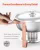 5 Qt 4 Pack Round Chafing Dish Buffet Set Fullsize Pan Stainless Steel Rose Gold