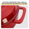 Cast iron 7.5QT cooking pot - Gradient red color - Includes two silicone gloves - Enamel pot