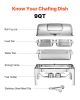 4Qt 1 Pack Rectangle Roll Top Chafing Dish Set 2 Half Size Pans Stainless Steel