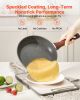 3 Piece Frying Pan Aluminum Skillet Set 9.5 11 12 in Nonstick Pre-Seasoned Grey