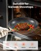 3 Piece Frying Pan Aluminum Skillet Set 8 10 12 in Handle Pre-Seasoned Grey