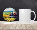 Kansas Sunflowers in Watercolor Large Sandstone Coasters Pack of 4 Absorbent Round Coasters Decor Gifts for Men or Women, 4 in, Multicolor