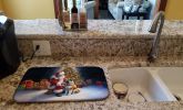 Akita and Santa Claus Dish Drying Mat Absorbent Dish Drying Mat Pad for Kitchen Counter Dish Drainer Mat for Countertop, 14 x 21", Multicolor