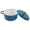 4.75qt Oven-Safe Cast Iron Ceramic Enamel Round Dutch Oven, Blue