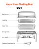 9Qt Rectangle Roll Top Chafing Dish Set with Full-Size Pan Stainless Steel