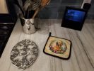 Golden Retriever and Flowers Pair of Pot Holders Kitchen Heat Resistant Pot Holders Sets Oven Hot Pads for Cooking Baking BBQ, 7 1/2 x 7 1/2