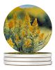 Nebraska Goldenrod in Watercolor Large Sandstone Coasters Pack of 4 Absorbent Round Coasters Decor Gifts for Men or Women, 4 in, Multicolor