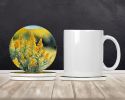 Nebraska Goldenrod in Watercolor Large Sandstone Coasters Pack of 4 Absorbent Round Coasters Decor Gifts for Men or Women, 4 in, Multicolor