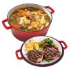 Enameled Cast Iron Dutch Oven with Serving Lid + ENCLOSED THERMAL CIRCLE Design