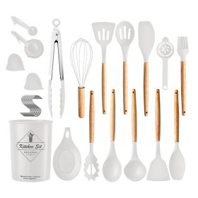 35Pcs Kitchen Cooking Utensils Set Spatula Set Baking Utensil Set Kitchen Accessories Necessities with Holder Egg Whisk Separator Tong Turner Spoons C (Option: UtensilSet White)